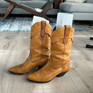 Code west vintage brown leather cowboy boots female size 7